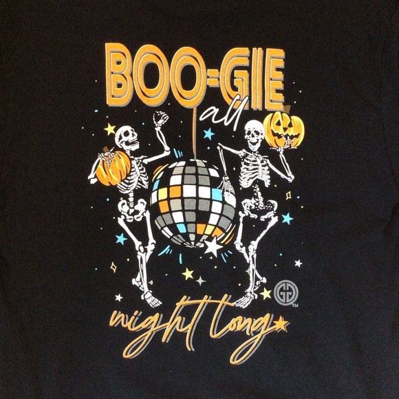 Girlie Girl Originals Halloween T-Shirt Medium Boo-gie All Night Skeleton Disco - Picture 5 of 6